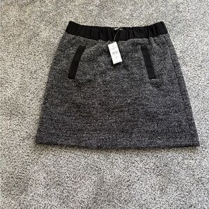 LOFT Black and Gray Mini Skirt